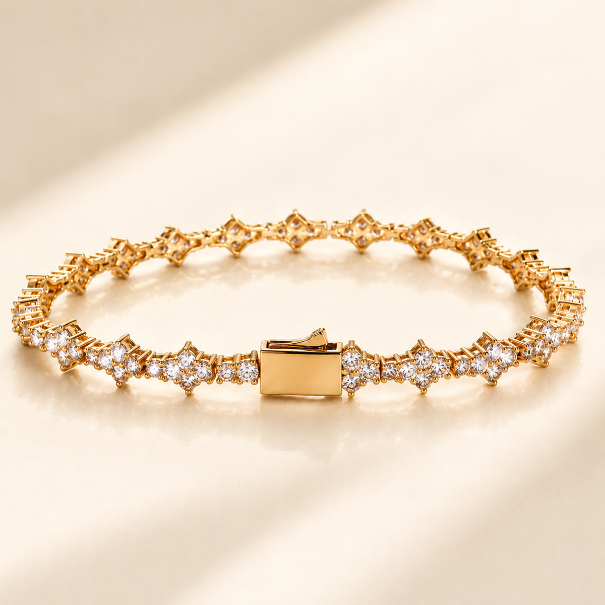 ✨ Gold Tennis Bracelet 6.5mm – CZ Clover Design, Gift for All