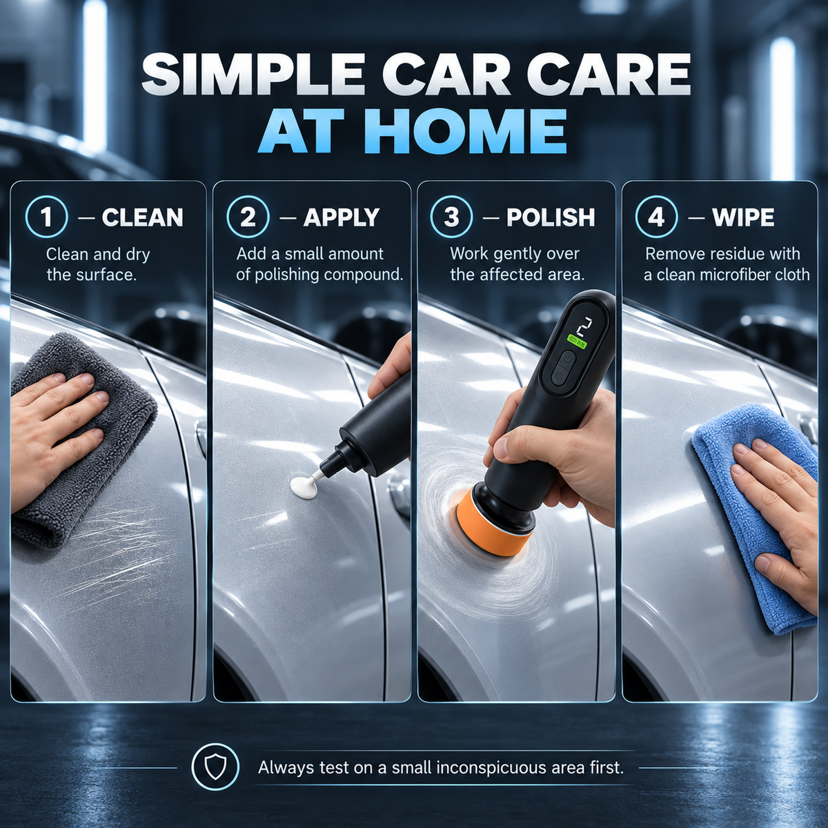 Cordless Car Polisher for Light Scratch Repair & Windshield Oil Film Removal