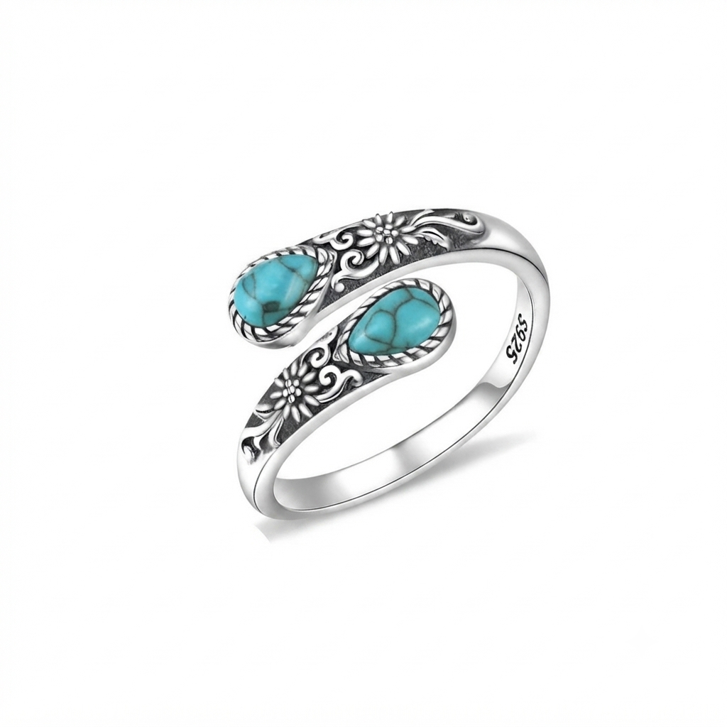 β¨ Adjustable Moonstone Ring β Vintage Floral Open Band, Soft Glow for Everyday Wear