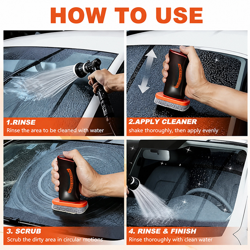 ✨Handheld Auto Oil Film Cleaner – Streak-Free Glass Degreaser for Windows & Windshields