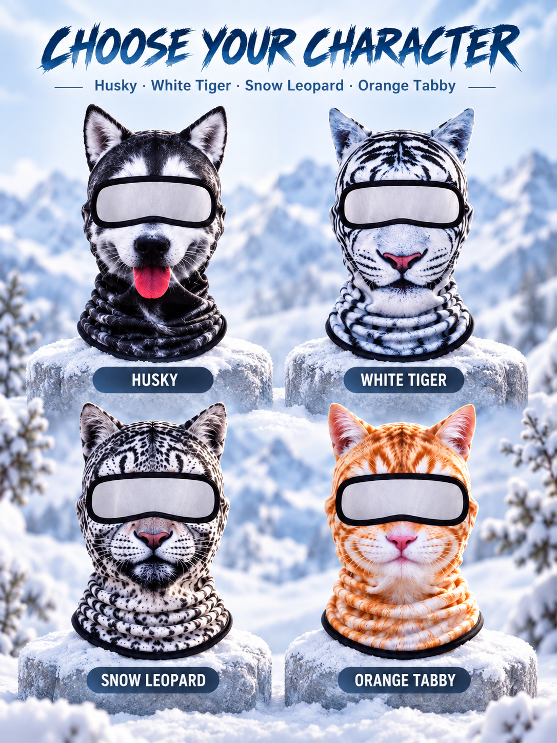 🐾❄️  3D Old Man Balaclava Cat Print Balaclava – Funny Full-Face Outdoor Hood Mask