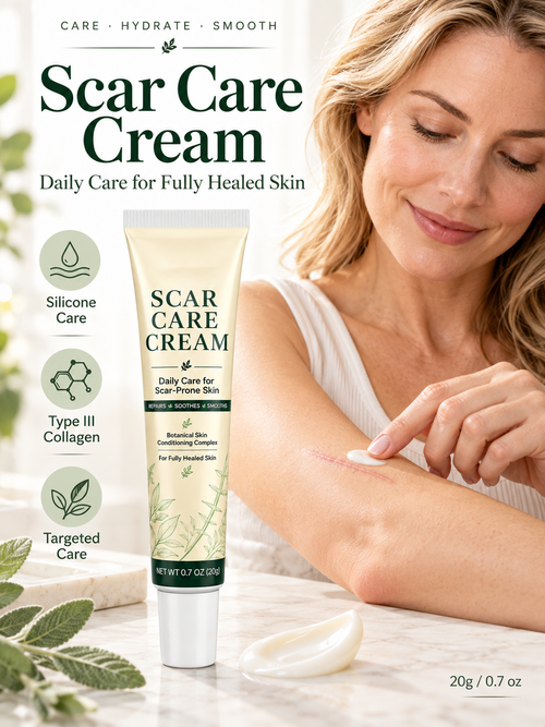 🌿  Scar Care Cream – Silicone & Recombinant Type III Collagen Formula, 20g, Moisturizing & Smoothing Care for Fully Healed Scar-Prone Skin