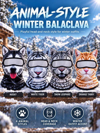 🐾❄️  3D Old Man Balaclava Cat Print Balaclava – Funny Full-Face Outdoor Hood Mask