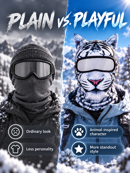 🐾❄️  3D Old Man Balaclava Cat Print Balaclava – Funny Full-Face Outdoor Hood Mask