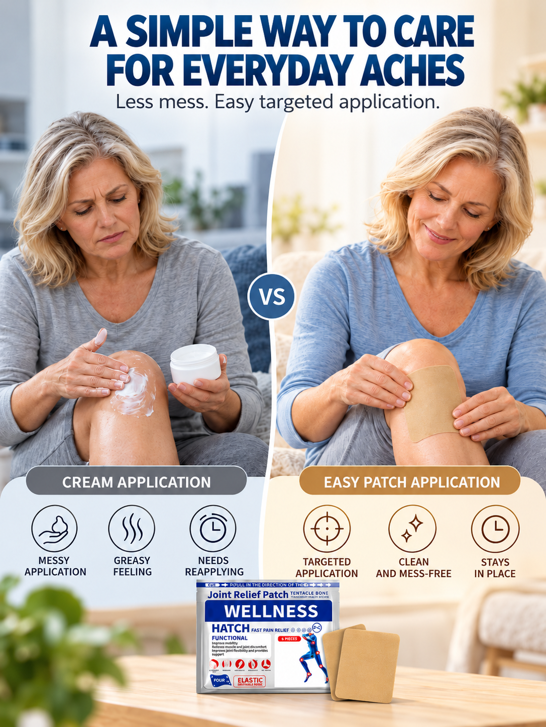 🩹 Joint & Muscle Pain Relief Patches – Targeted Pain Relief for Knees, Shoulders & Back, Flexible Breathable Design