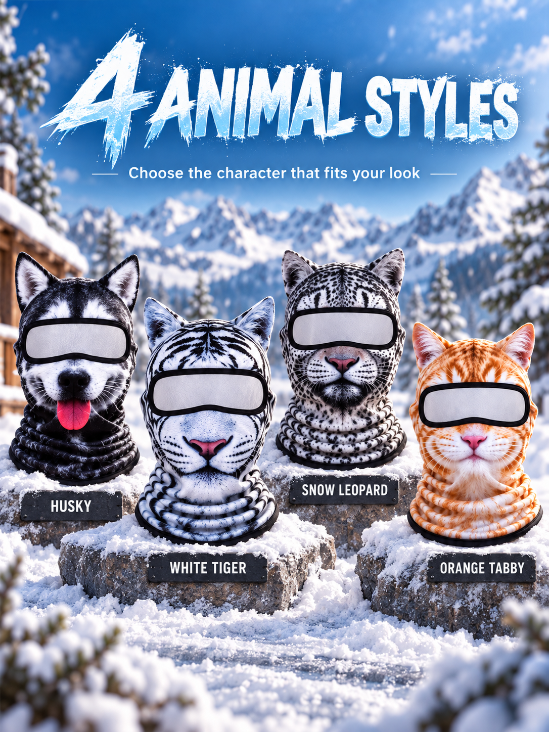 🐾❄️  3D Old Man Balaclava Cat Print Balaclava – Funny Full-Face Outdoor Hood Mask