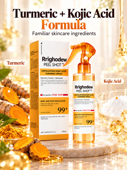 🌿 Turmeric & Kojic Acid Exfoliating Spray – Gentle Body & Foot Care for Smoother-Looking Skin | 200ml