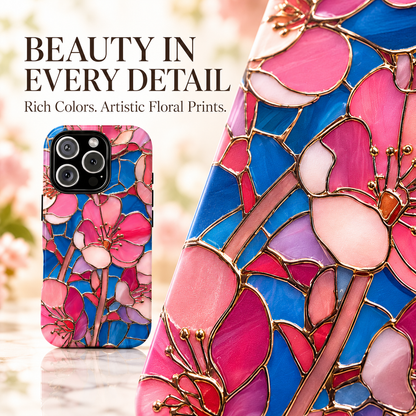 🌸 Vintage Floral iPhone Case – Colorful Stained Glass-Inspired Flower Design, Protective Phone Cover for iPhone 13–17 Series