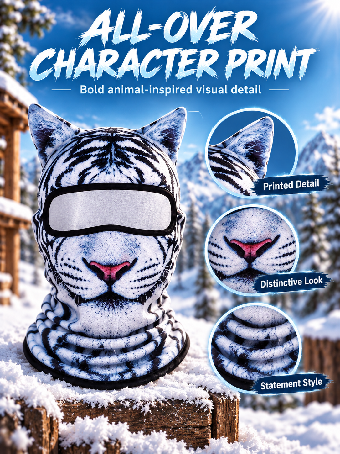 🐾❄️  3D Old Man Balaclava Cat Print Balaclava – Funny Full-Face Outdoor Hood Mask