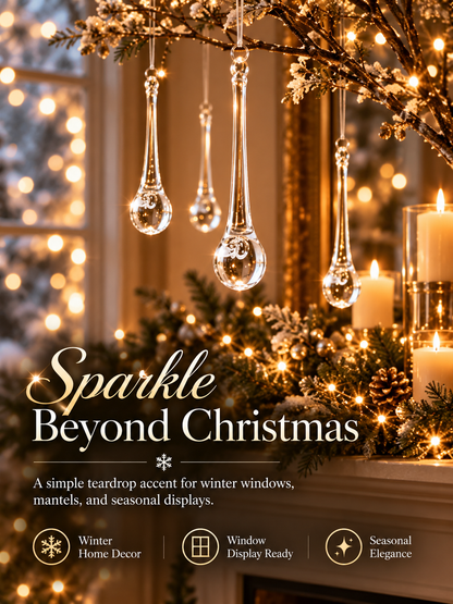 🎄 Christmas Crystal-Look Teardrop Ornaments – Sparkling Hanging Decorations for Christmas Trees & Holiday Decor