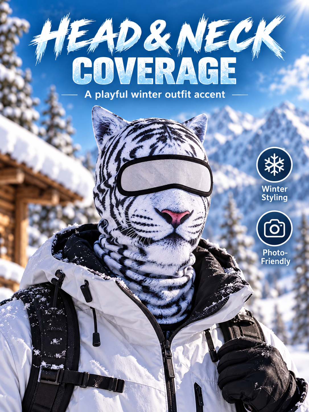 🐾❄️  3D Old Man Balaclava Cat Print Balaclava – Funny Full-Face Outdoor Hood Mask