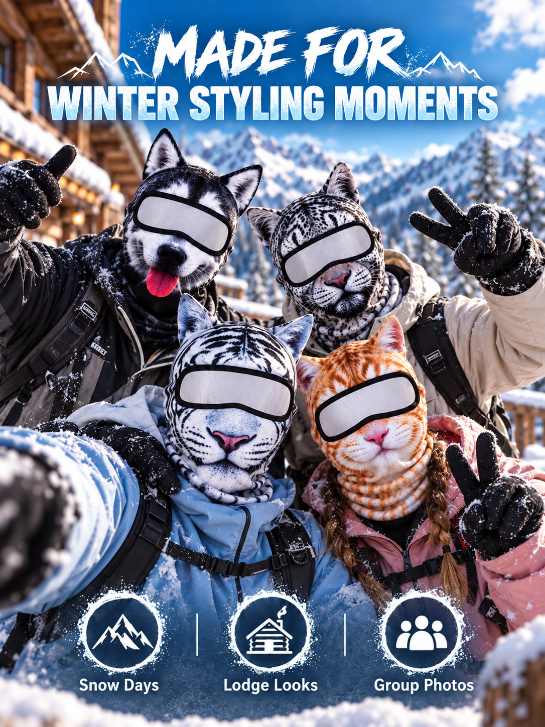🐾❄️  3D Old Man Balaclava Cat Print Balaclava – Funny Full-Face Outdoor Hood Mask