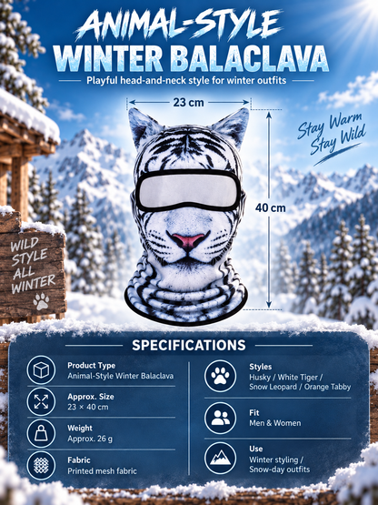 🐾❄️  3D Old Man Balaclava Cat Print Balaclava – Funny Full-Face Outdoor Hood Mask