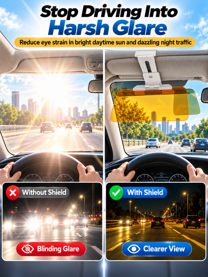 Adjustable Dual-Color Car Sun Visor – Day & Night Anti-Glare Driving Shield for Windshield Visibility