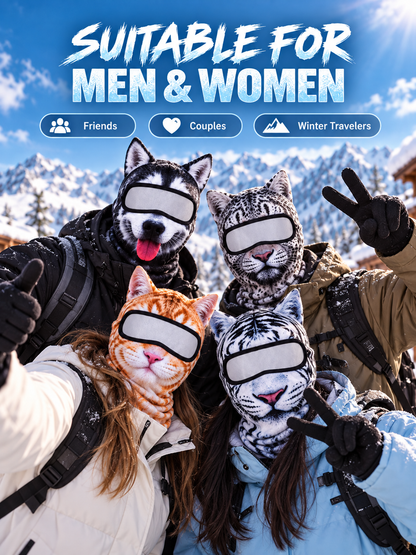🐾❄️  3D Old Man Balaclava Cat Print Balaclava – Funny Full-Face Outdoor Hood Mask