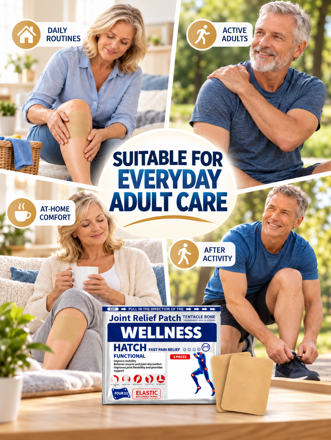 🩹 Joint & Muscle Pain Relief Patches – Targeted Pain Relief for Knees, Shoulders & Back, Flexible Breathable Design
