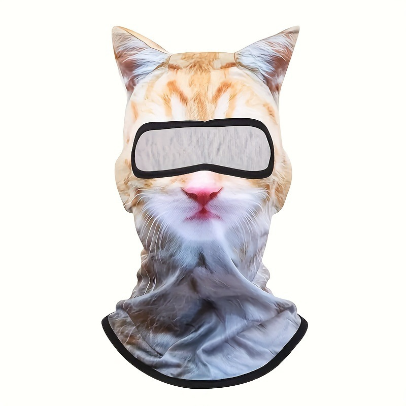 🐾❄️  3D Old Man Balaclava Cat Print Balaclava – Funny Full-Face Outdoor Hood Mask