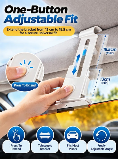 Adjustable Dual-Color Car Sun Visor – Day & Night Anti-Glare Driving Shield for Windshield Visibility