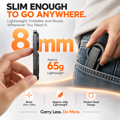 Foldable Magnetic Phone Stand – Adjustable Aluminum Mini Tripod, Ultra-Slim Portable Holder for Hands-Free Viewing