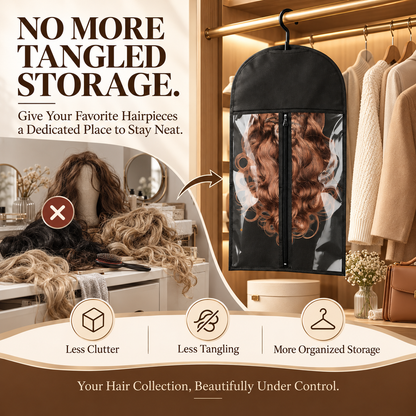 Breathable Hanging Wig Storage Bags with Clear Window & Hanger – Dustproof Hair Extension Organizer