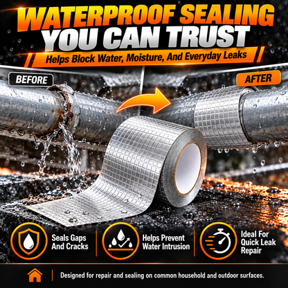 Waterproof Butyl Sealing Tape – Heavy-Duty Aluminum Foil Leak Repair Tape for Roofs, Pipes & RVs