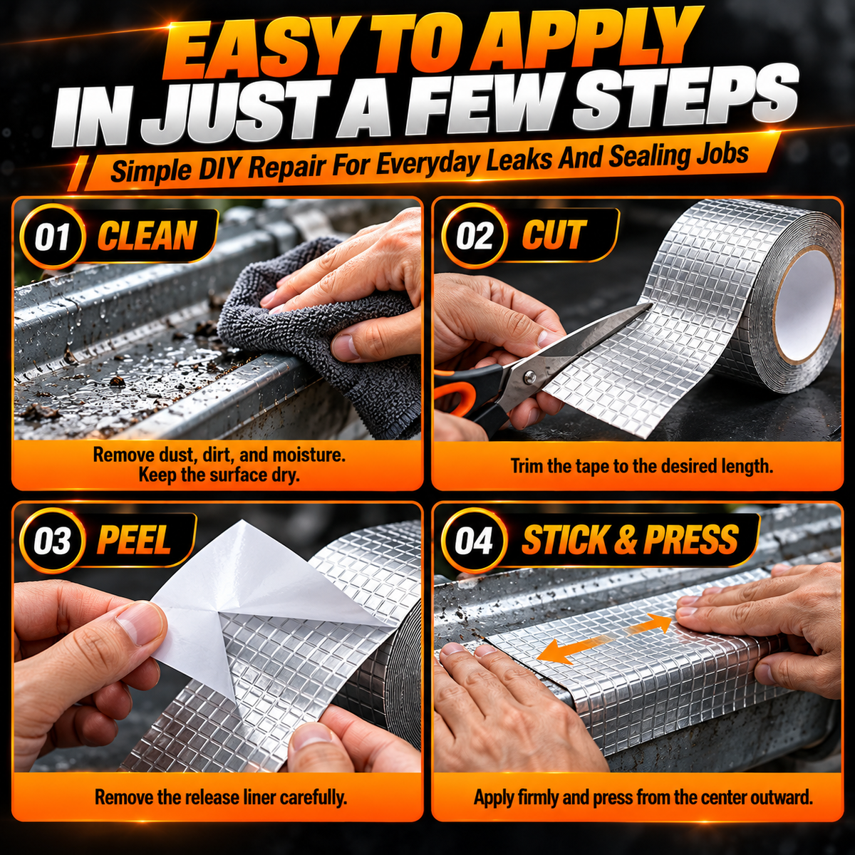 Waterproof Butyl Sealing Tape – Heavy-Duty Aluminum Foil Leak Repair Tape for Roofs, Pipes & RVs