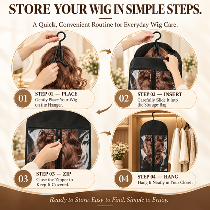 Breathable Hanging Wig Storage Bags with Clear Window & Hanger – Dustproof Hair Extension Organizer