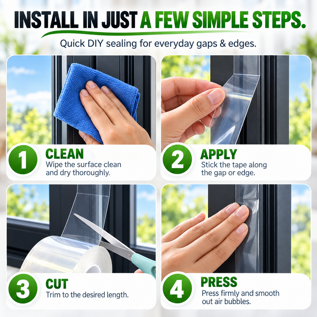 Transparent Waterproof Sealing Tape – Self-Adhesive Weatherproof Tape for Windows, Doors & Draft Protection