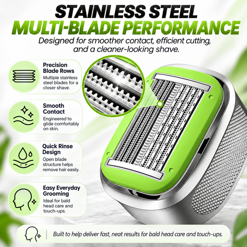 Men's Manual Bald Head Shaver – 8-Blade Razor for Smooth, Comfortable Head & Body Grooming
