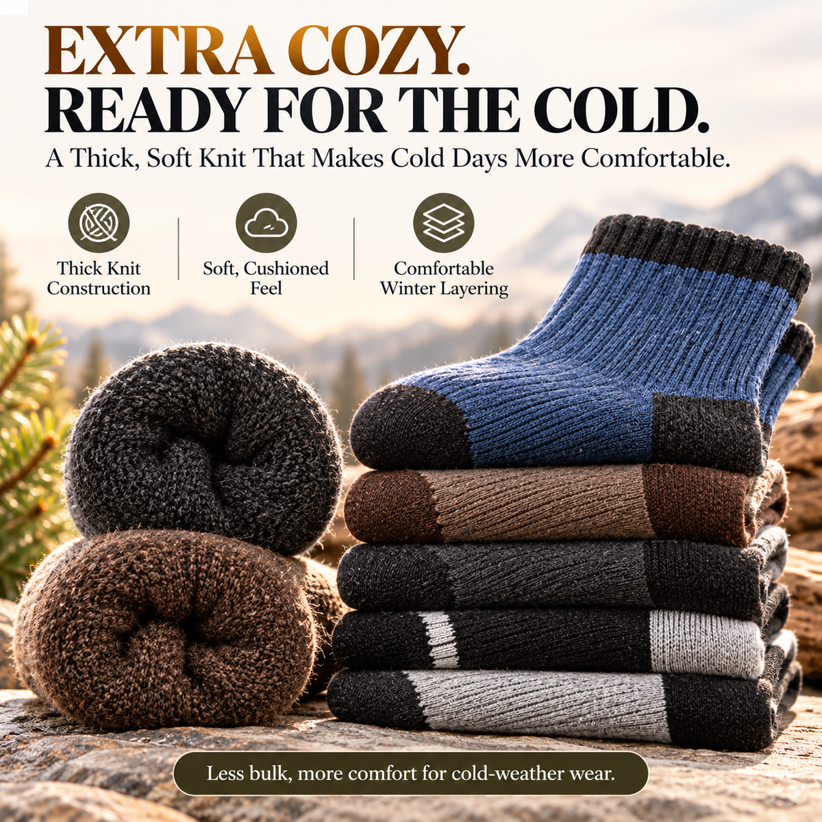 Merino Wool Hiking Socks – Thick Cushioned Thermal Socks for Winter Warmth & Everyday Comfort