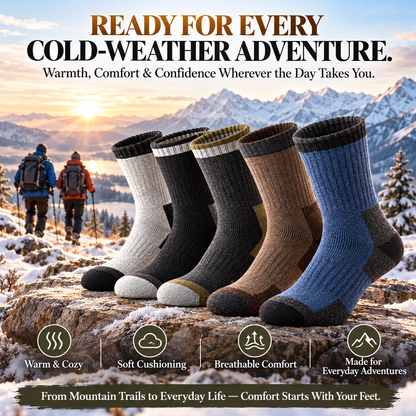 Merino Wool Hiking Socks – Thick Cushioned Thermal Socks for Winter Warmth & Everyday Comfort