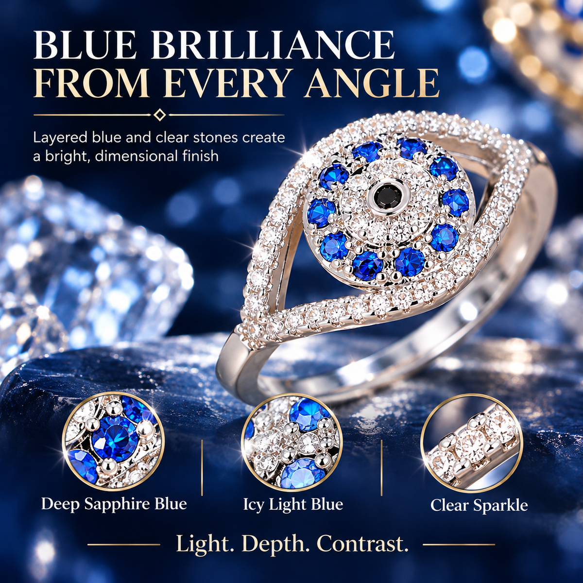 Blue Evil Eye Ring – Sparkling Protective Symbol Jewelry