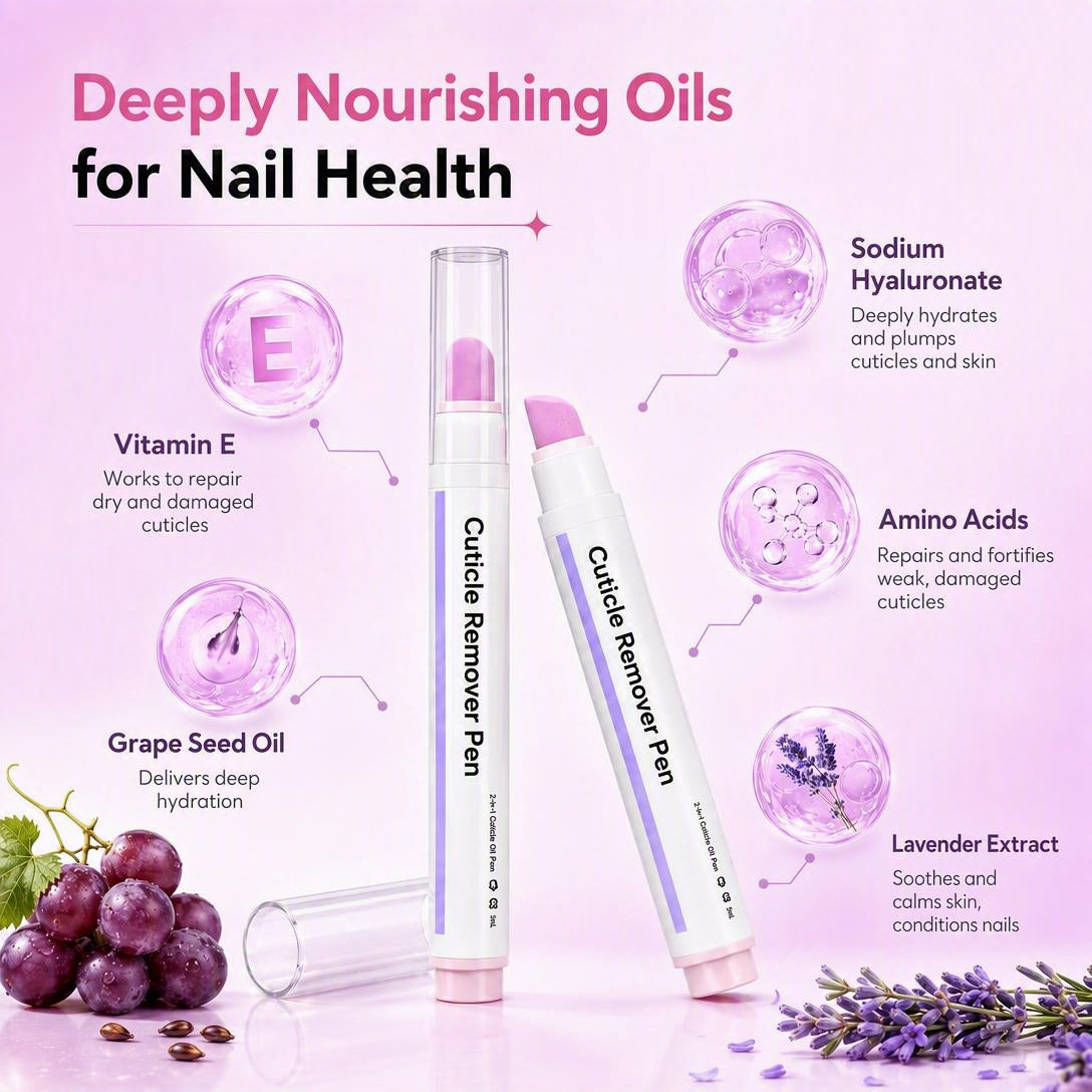 ✨ 2-in-1 Cuticle Remover Pen – Ceramic Tip, Hydrating & Travel-Ready