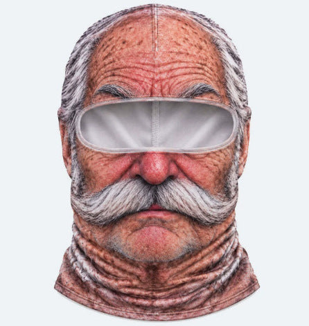 🐾❄️  3D Old Man Balaclava Cat Print Balaclava – Funny Full-Face Outdoor Hood Mask