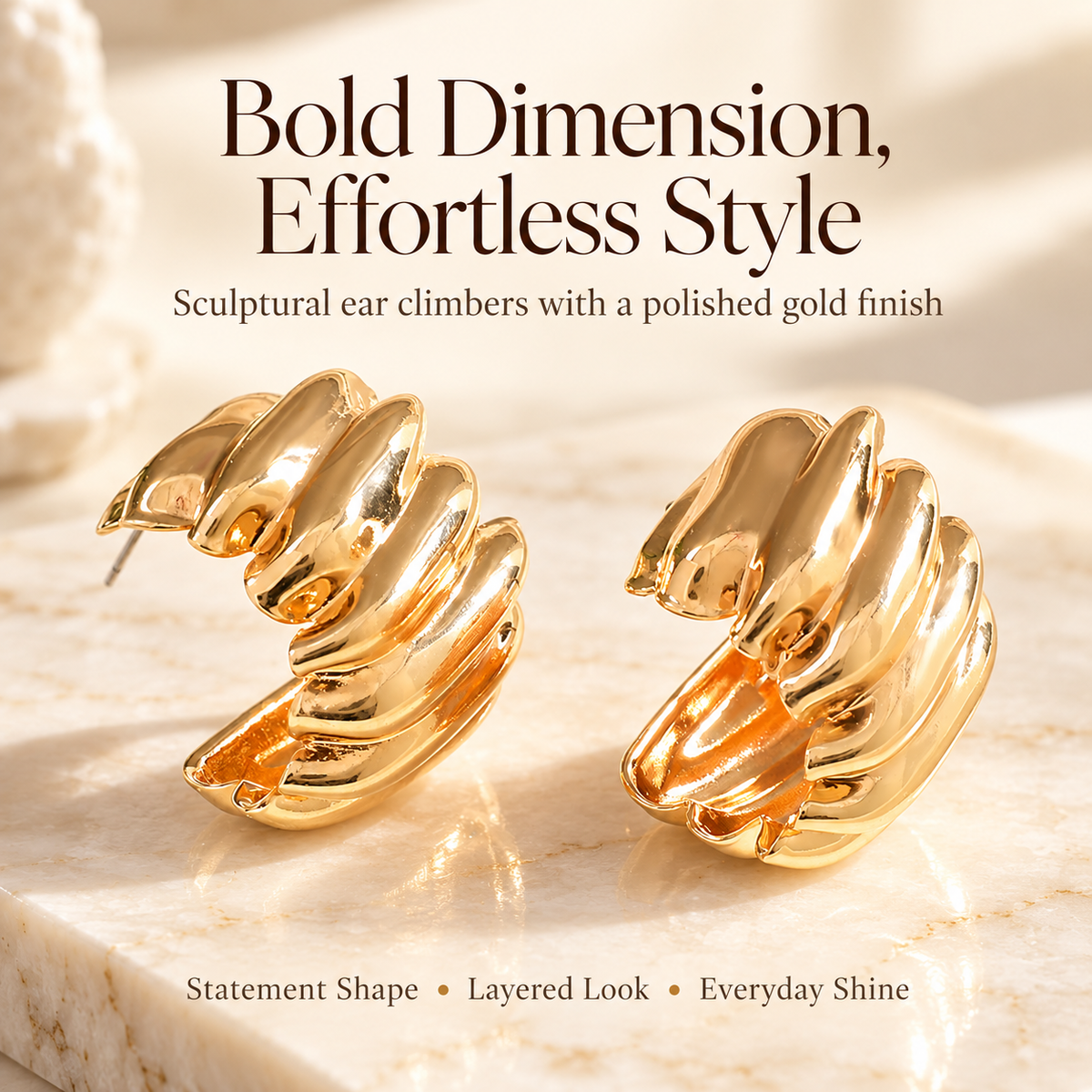 ✨ Statement Climber Earrings – Plated Stud Design with a Fashion Climbing Look for Women
