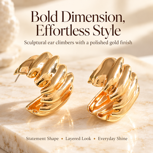 ✨ Statement Climber Earrings – Plated Stud Design with a Fashion Climbing Look for Women