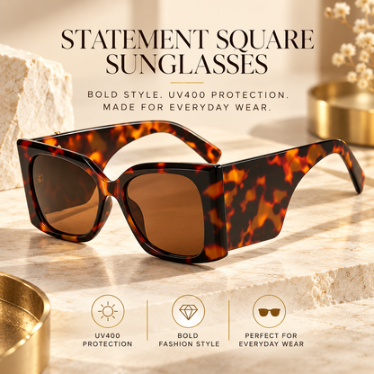 🕶️ Big Frame Y2K Shades – Square Cat Eye Sunglasses with UV400 Protection, Trendy Designer Eyewear for Parties, Unisex