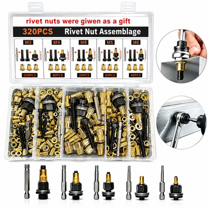 ✨Rivet Nut Tool Kit – M3-M8 Mandrel Heads & Hex Bits for Auto & DIY Repair