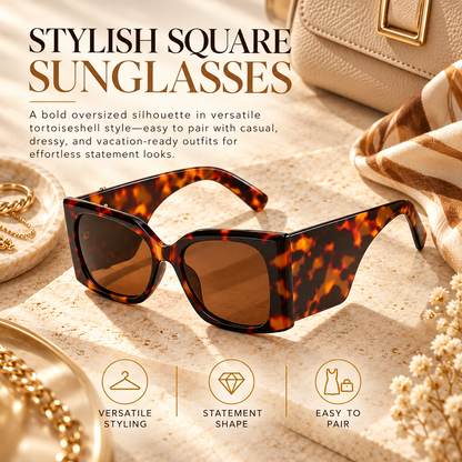 🕶️ Big Frame Y2K Shades – Square Cat Eye Sunglasses with UV400 Protection, Trendy Designer Eyewear for Parties, Unisex