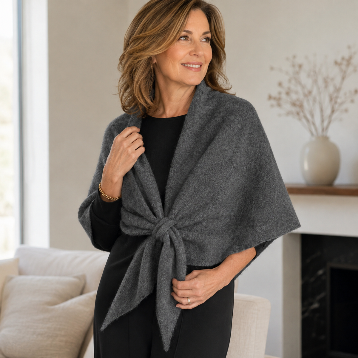 ✨ Soft Knotted Knit Shawl – Women's Thick Warm Winter Wrap, One Size for Sports, Travel & Office, Multi-Color