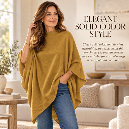 🧣 Layer Up, Stand Out – Soft Knit Cape Shawl with Asymmetric Design, Multi-Color & All-Season Versatility