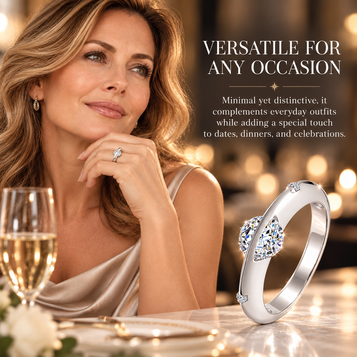 ✨ D Color VVS Moissanite Ring – Orbiting Planet Design, High-Polished & Lightweight for Daily Wear & Gifting