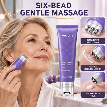 💜 Anti-Wrinkle Eye Cream Roller – Peptide & Collagen Hydrating Care with 6 Cooling Metal Massage Beads ✨