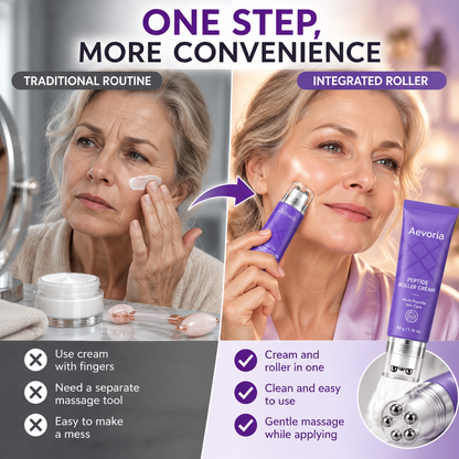 💜 Anti-Wrinkle Eye Cream Roller – Peptide & Collagen Hydrating Care with 6 Cooling Metal Massage Beads ✨