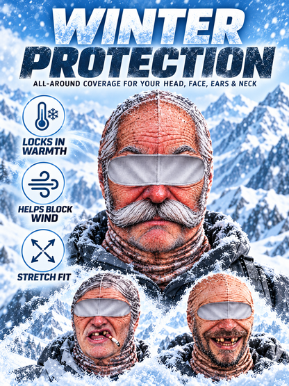🐾❄️  3D Old Man Balaclava Cat Print Balaclava – Funny Full-Face Outdoor Hood Mask