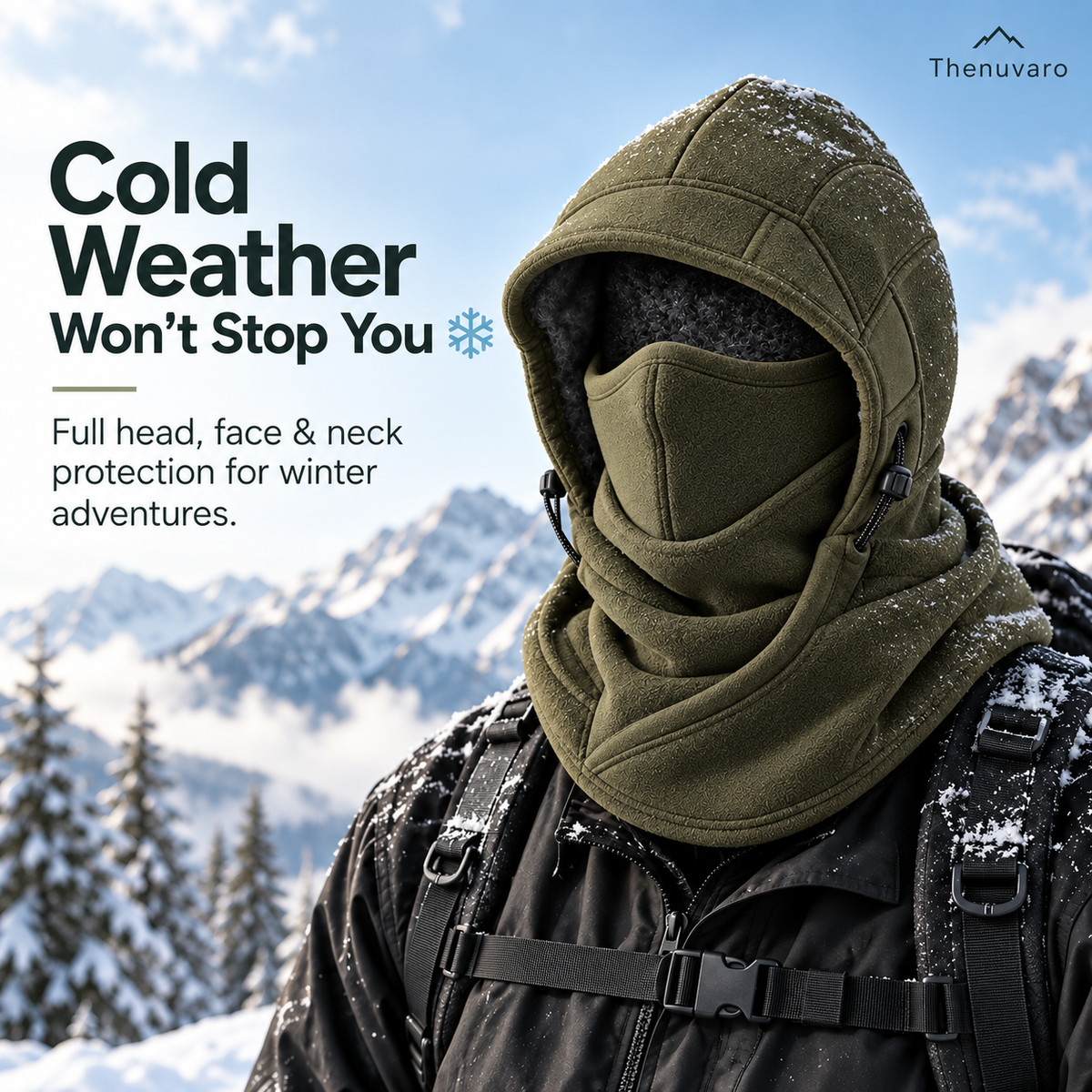 🥶 Fleece Balaclava Hood – Full Face & Neck Winter Protection for Skiing, Hiking & Outdoor Adventures ✨