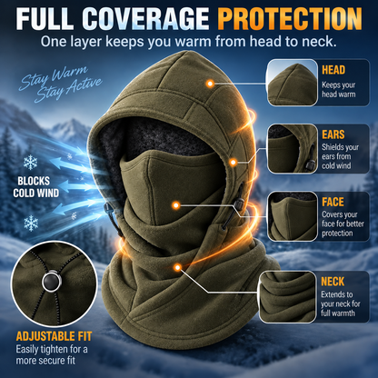 🥶 Fleece Balaclava Hood – Full Face & Neck Winter Protection for Skiing, Hiking & Outdoor Adventures ✨