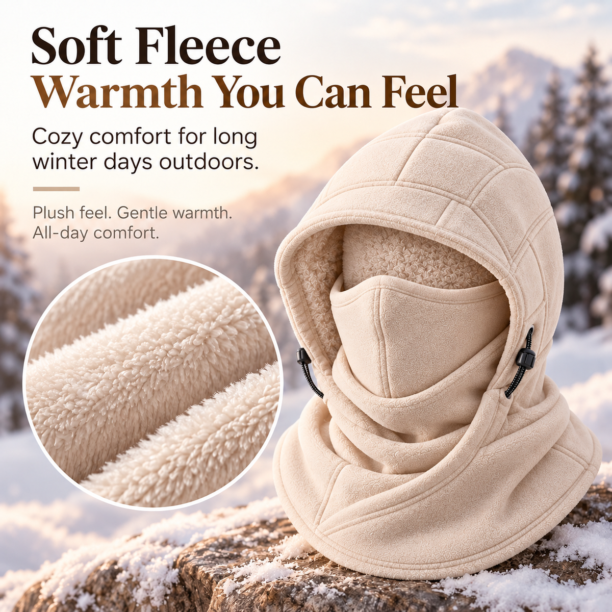 🥶 Fleece Balaclava Hood – Full Face & Neck Winter Protection for Skiing, Hiking & Outdoor Adventures ✨