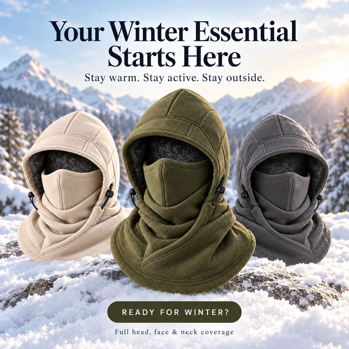 🥶 Fleece Balaclava Hood – Full Face & Neck Winter Protection for Skiing, Hiking & Outdoor Adventures ✨