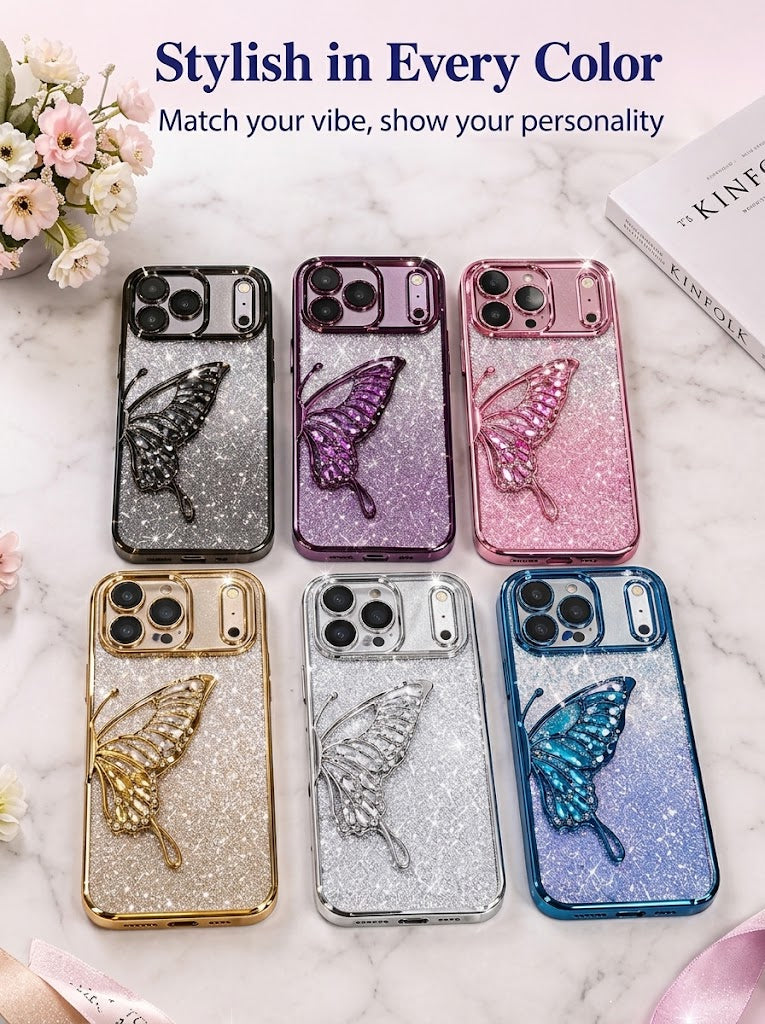 ✨ Glitter 3D Butterfly Case for iPhone 18 Pro & 18 Pro Max